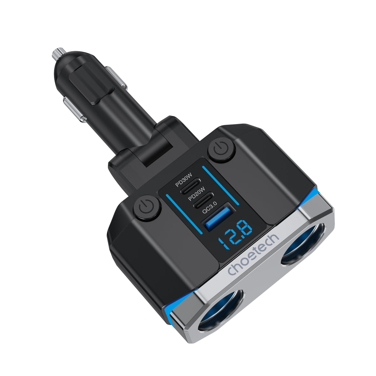 CHOETECH TC0020 Car Charger | 45W | 2 Sockets + 2x USB-C + 1x USB-A | Cigarette Lighter Splitter