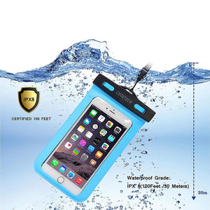 WPC007-BE Universal Waterproof Cell Phone Pouch Bag | Up to 8-inch | Blue