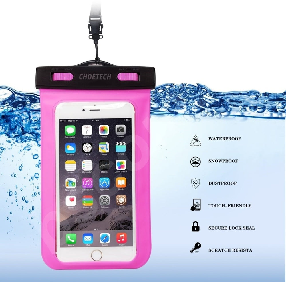 WPC007-PK Universal Waterproof Cell Phone Pouch Bag | Up to 8-inch | Pink