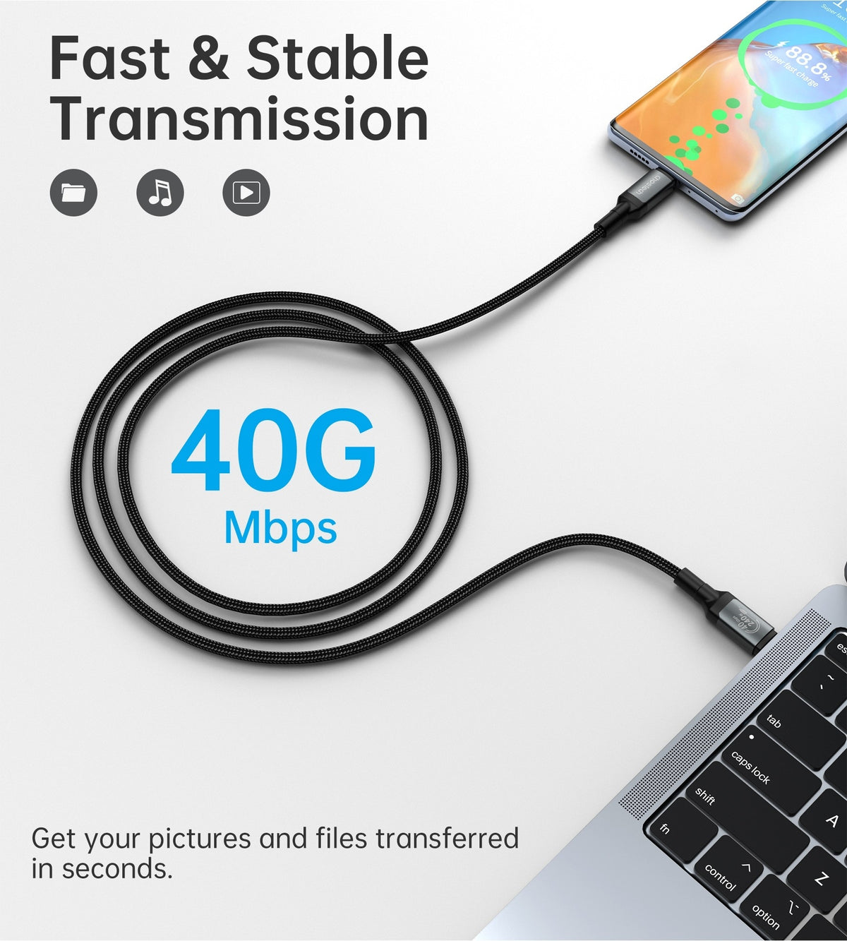 XCC-1040 USB-C M to M 240W Super Fast Speed Gen3 Cable | 1.2M