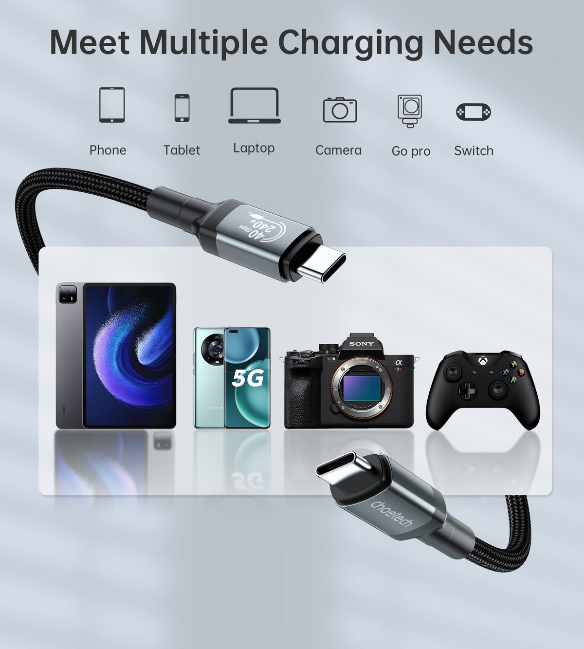 XCC-1040 USB-C M to M 240W Super Fast Speed Gen3 Cable | 1.2M