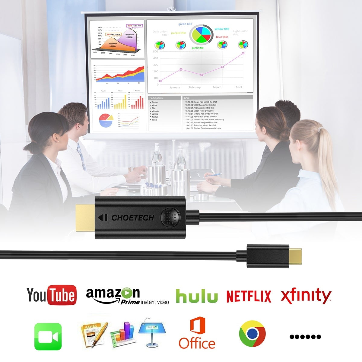 CHOETECH XCH-0030 USB-C to HDMI Cable | 3M | 4K UHD