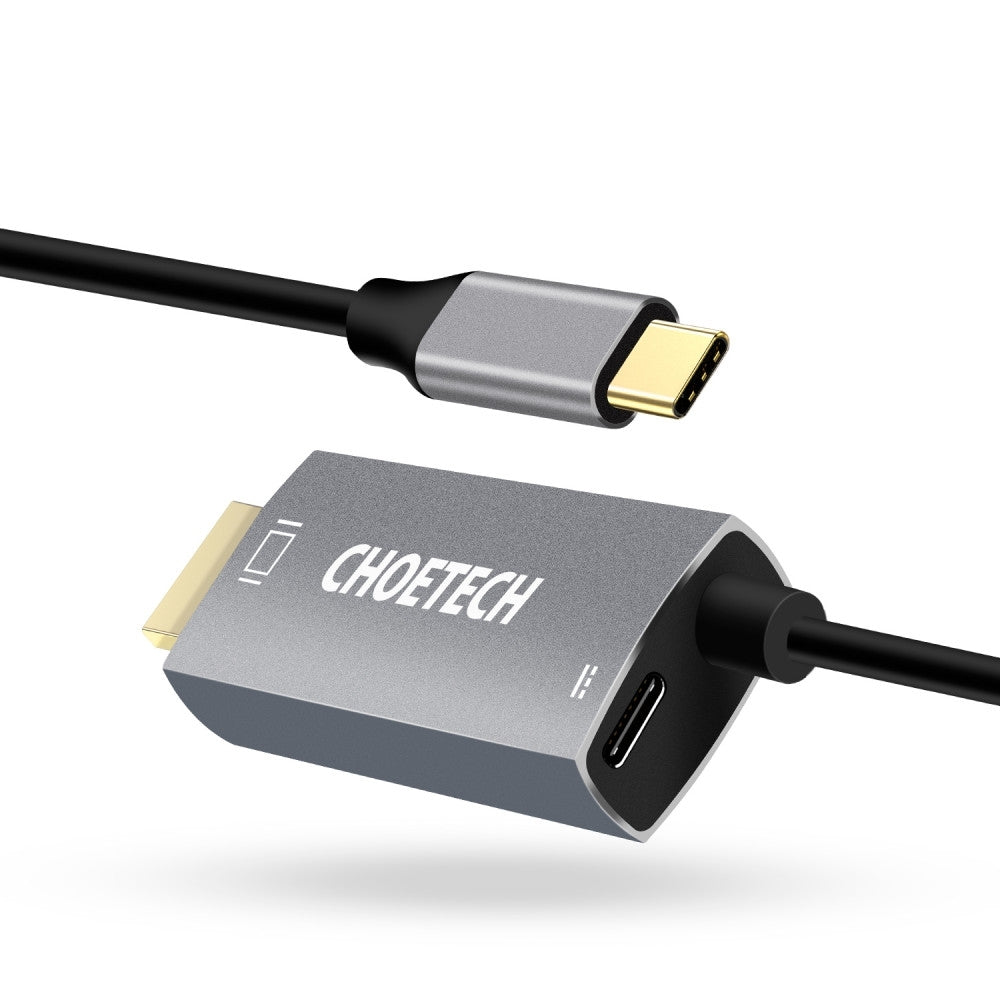 CHOETECH XCH-M180-GY-V2 USB-C to HDMI Adapter | 4K 60Hz | PD 100W Power Delivery | 1.8M Cable