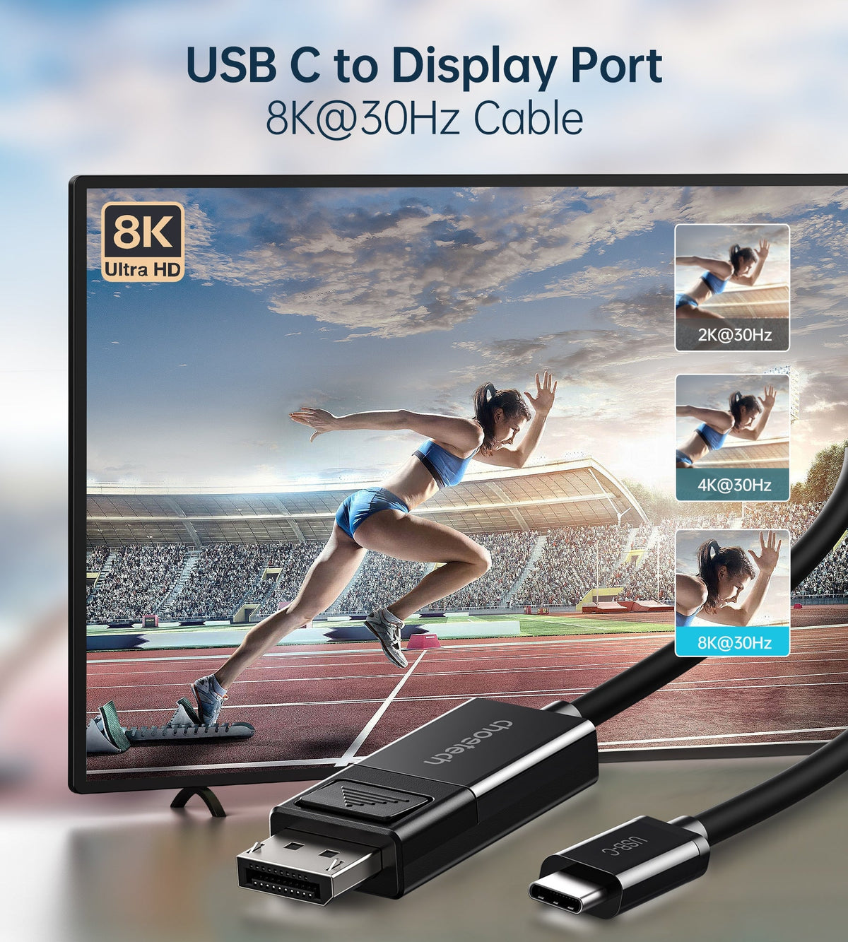CHOETECH XCP-1803 USB-C to DisplayPort Cable | 1.8M | 8K @30Hz | Two-Way