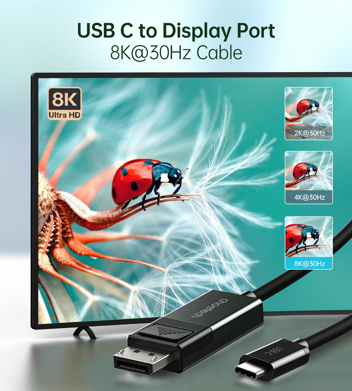 CHOETECH XCP-1803 USB-C to DisplayPort Cable | 1.8M | 8K @30Hz | Two-Way