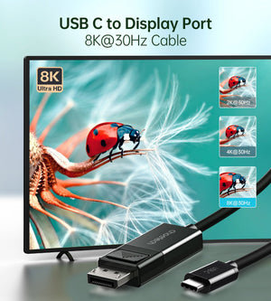 CHOETECH XCP-1803 USB-C to DisplayPort Cable | 1.8M | 8K @30Hz | Two-Way