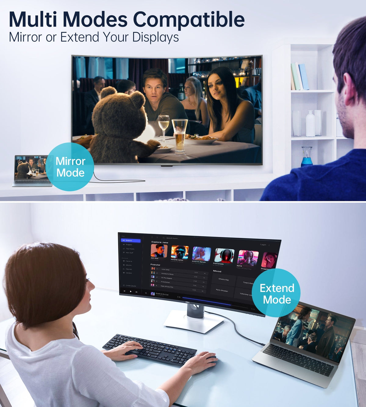 CHOETECH XCP-1803 USB-C to DisplayPort Cable | 1.8M | 8K @30Hz | Two-Way