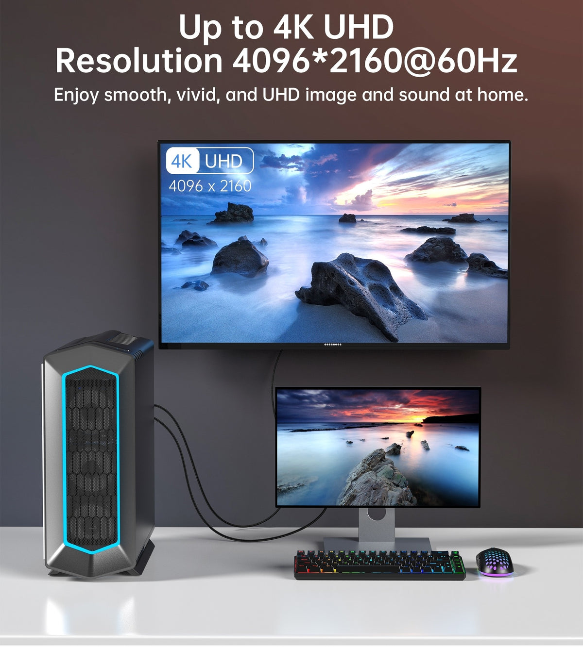 CHOETECH XDH01 4K 60Hz DisplayPort to HDMI Cable | Male to Male | Braided | 2M Length