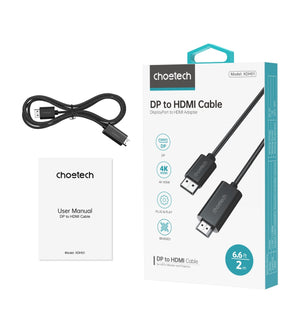 CHOETECH XDH01 4K 60Hz DisplayPort to HDMI Cable | Male to Male | Braided | 2M Length