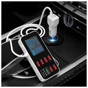 8-Port PD+QC3.0 Car Charger | With LED Display