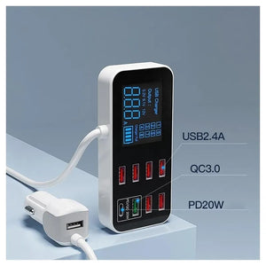 8-Port PD+QC3.0 Car Charger | With LED Display