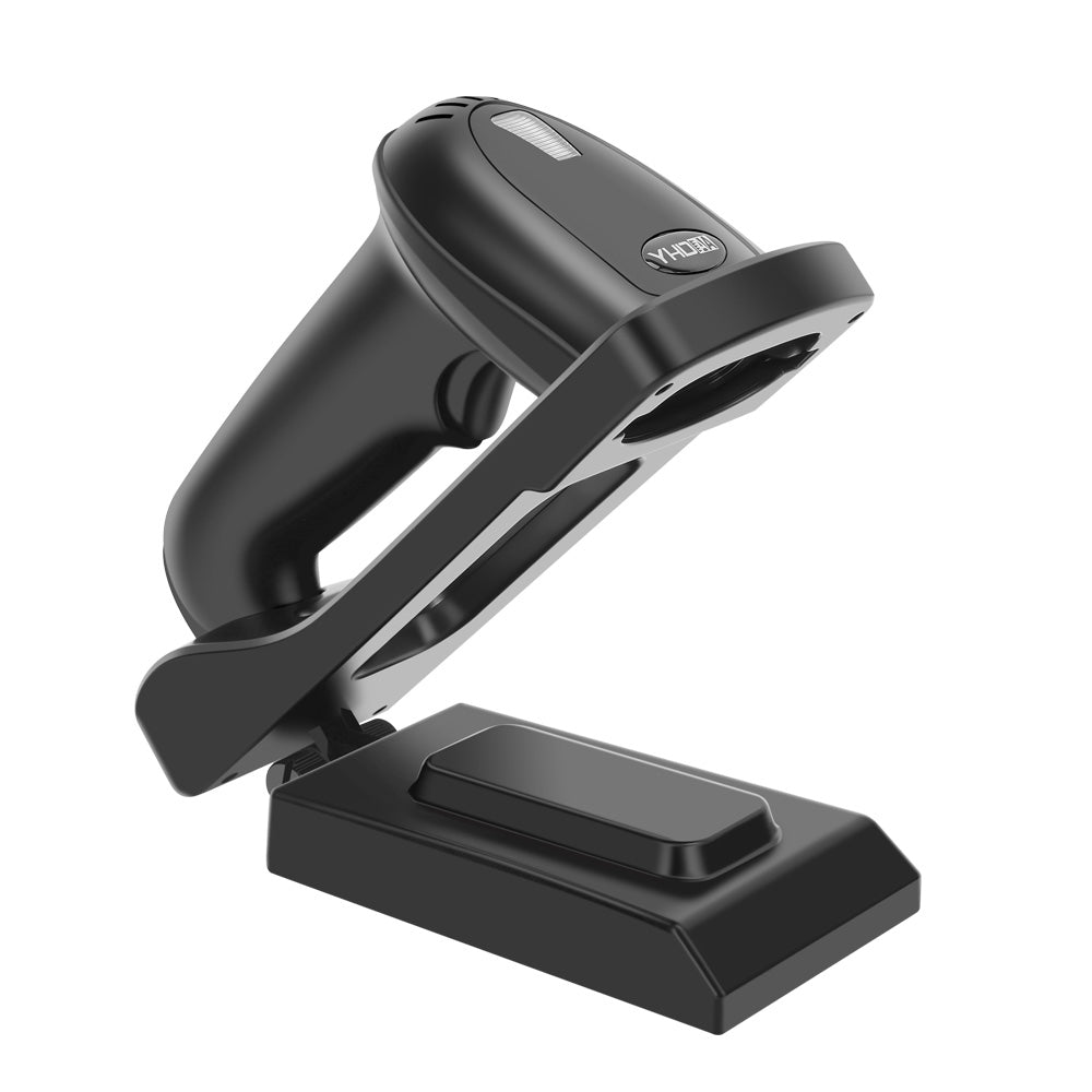 YHDAA YHD-5800DB 2D Wireless Bluetooth Barcode & QR Code Scanner with Stand | Black | High-Speed Scanning
