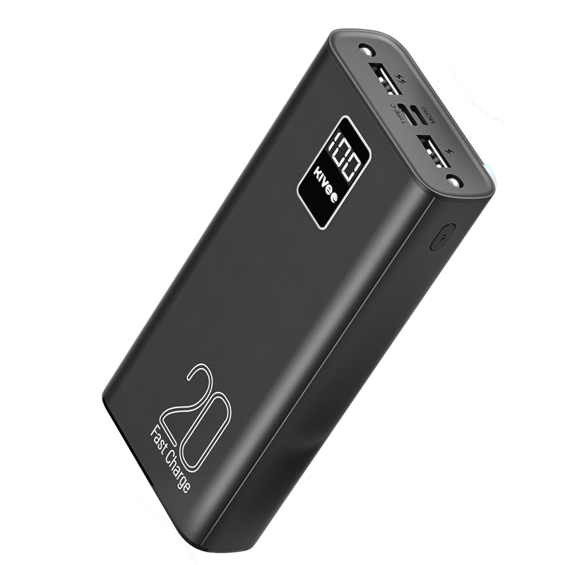 KIVEE PT23 | 20000mAh Power Bank with Digital Display | Black