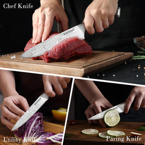 Warmot 3-Piece High Carbon Stainless Steel Cooking Knife Set | Triple Riveted Handle | With Gift Box | Model 997-3