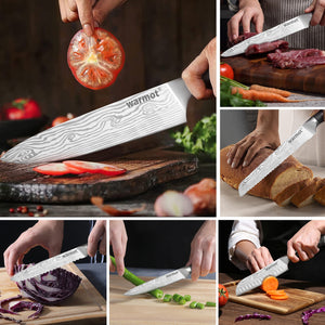 Warmot 7-Piece High Carbon Stainless Steel Cooking Knife Set | Triple Riveted Handle | With Gift Box | Model 997-7