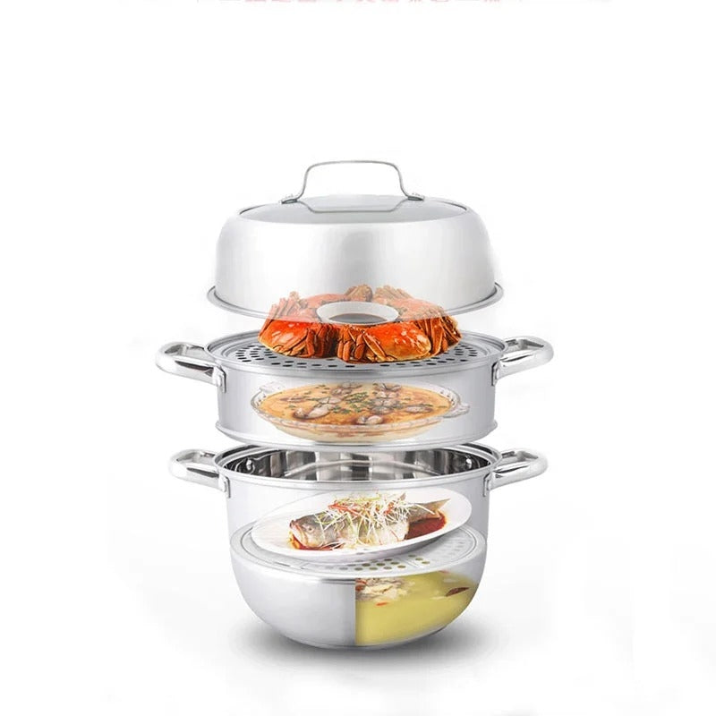 Zhang Xiao Quan 28cm 3-Tier Steamer | Stainless Steel | Traditional Cooking