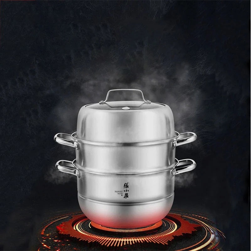Zhang Xiao Quan 28cm 3-Tier Steamer | Stainless Steel | Traditional Cooking