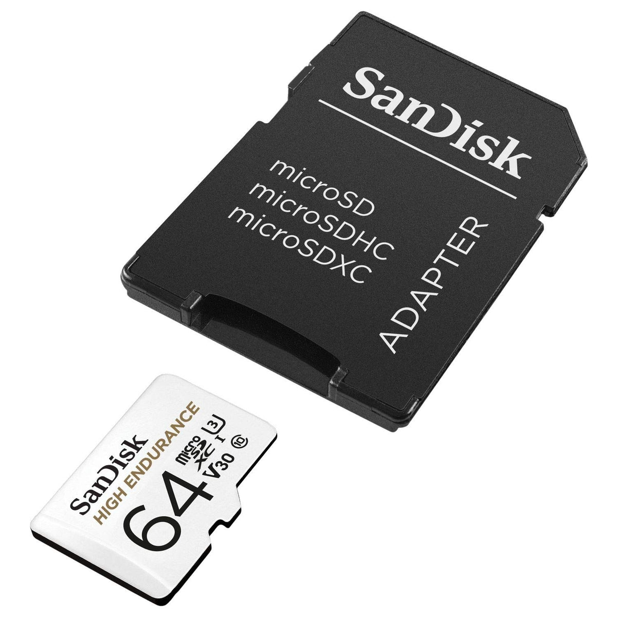 SANDISK High Endurance microSDHC Card | 64GB | UHS-I C10 U3 V30 | 100MB/s R | 40MB/s W | SD Adapter