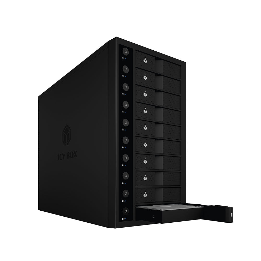 ICY BOX IB-3810-C31 Enclosure for 10x HDD | USB 3.1 (Gen 2) Type-C or Type-A Interface