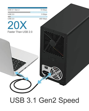 ICY BOX IB-3810-C31 Enclosure for 10x HDD | USB 3.1 (Gen 2) Type-C or Type-A Interface