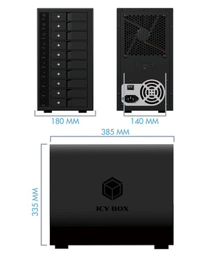 ICY BOX IB-3810-C31 Enclosure for 10x HDD | USB 3.1 (Gen 2) Type-C or Type-A Interface