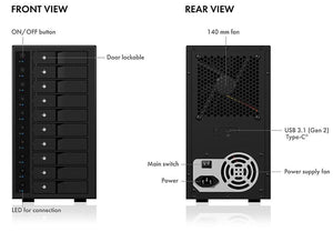 ICY BOX IB-3810-C31 Enclosure for 10x HDD | USB 3.1 (Gen 2) Type-C or Type-A Interface