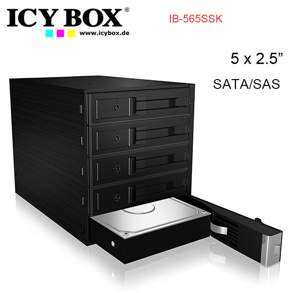 ICY BOX Backplane for 5x 3.5" SATA or SAS HDD | 3x 5.25" Bay | IB-565SSK