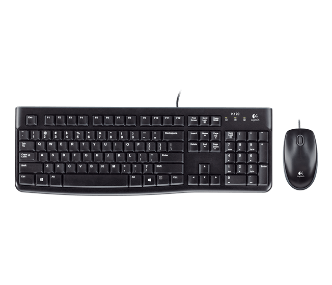 Logitech Desktop MK120 Keyboard & Mouse | 920-002586 | Wired | Full-Size & Durable
