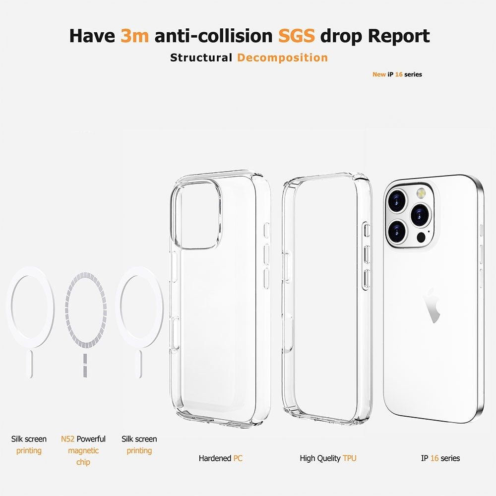 Ultimake Shockproof Transparent Magsafe Cover Case | For iPhone 16 Pro Max