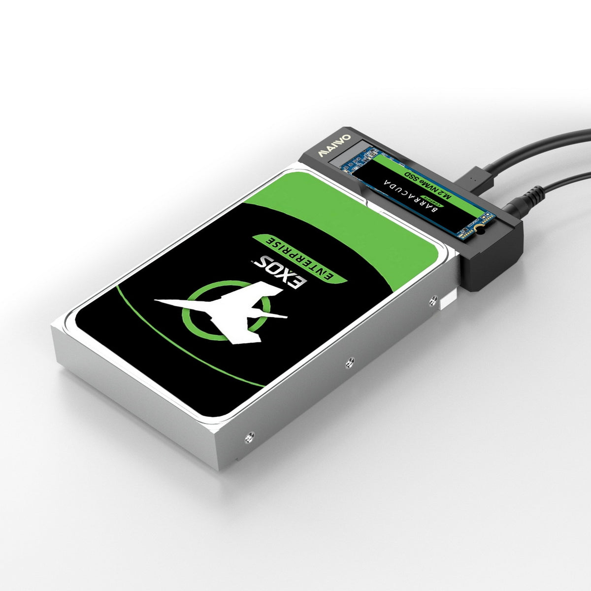 Simplecom SA536 USB to M.2 and SATA 2-IN-1 Adapter | 2.5"/3.5" HDD | NVMe/SATA M.2 SSD | Power Supply | USB 3.2 Gen2
