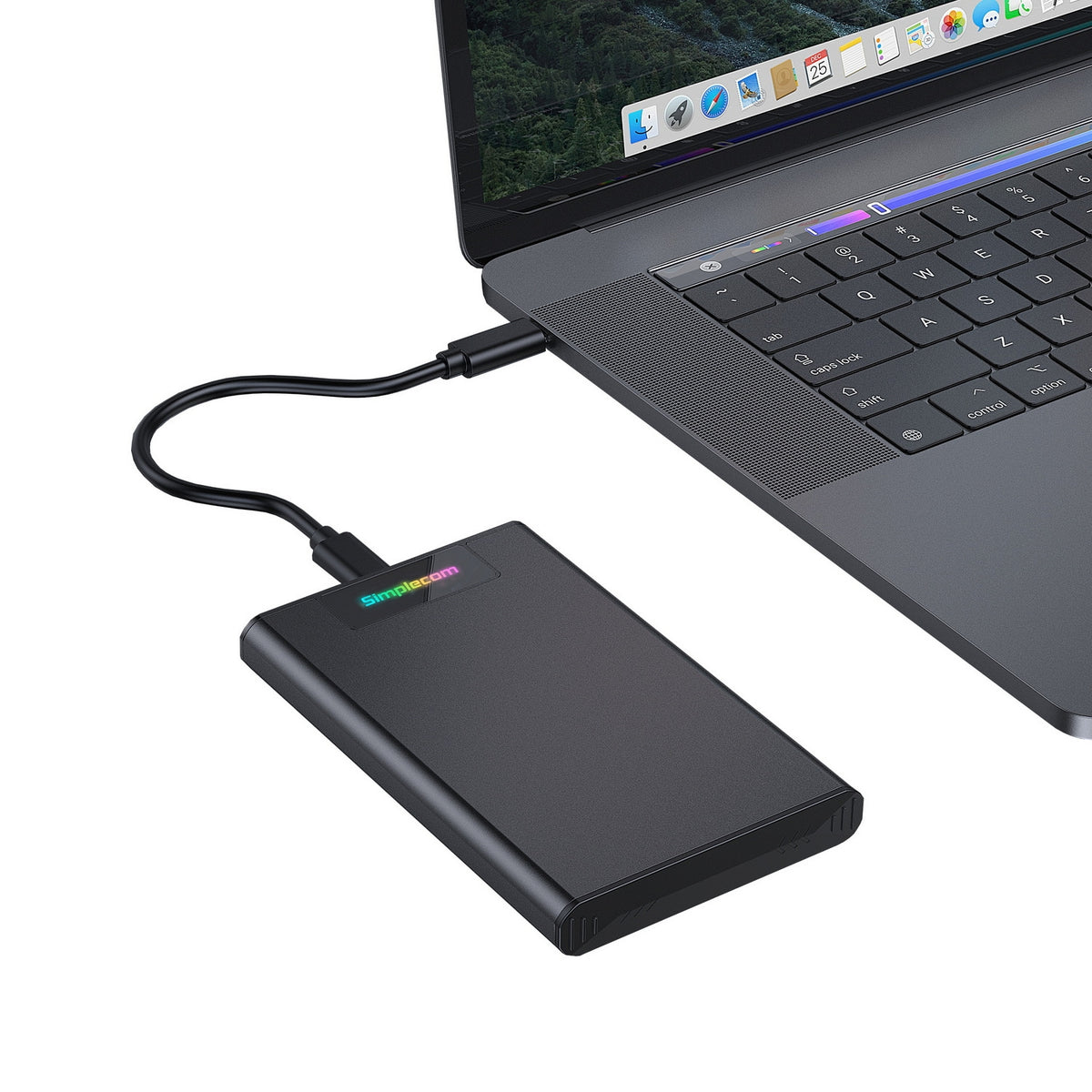 Simplecom SE239 Tool-Free 2.5" SATA HDD SSD to USB-C Enclosure | RGB Lights | USB 3.2 Gen 2