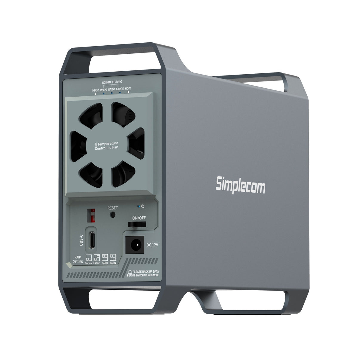 Simplecom SE482 SuperSpeed USB Dual Bay | 3.5" SATA Hard Drive | RAID Enclosure | USB-C | RAID 0/1, JBOD