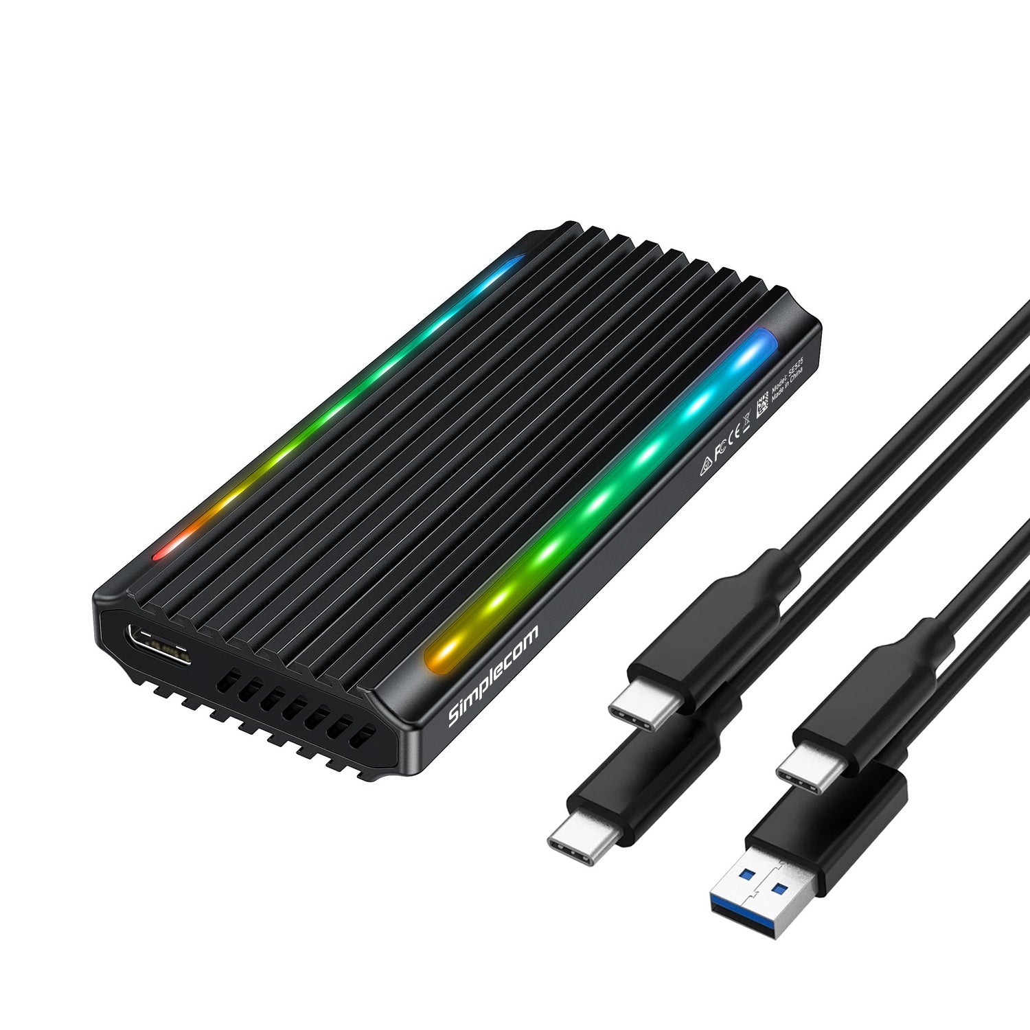 Simplecom SE525 NVMe / SATA M.2 SSD USB-C Enclosure | RGB Light | USB 3.2 Gen 2 | 10Gbps