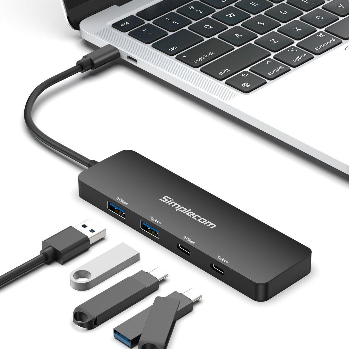 Simplecom CH392 USB 3.2 Gen2 USB-C 4-Port Hub | 10Gbps | 2x USB-A & 2x USB-C | High-Speed Data Transfer