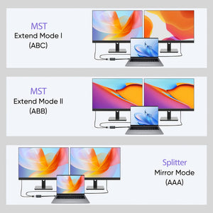 CM214 DisplayPort Splitter | 1 IN 2 OUT MST Hub | Dual Extended Screens | 4K DP 1.4