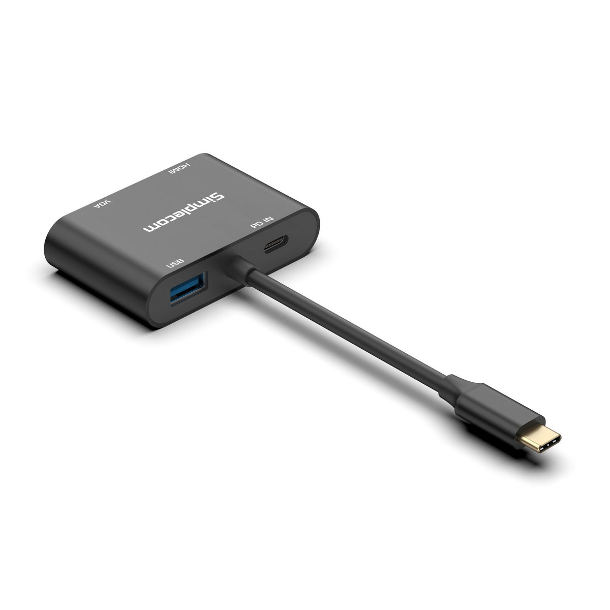 Simplecom DA440 4-in-1 USB-C Multiport Adapter | Power Delivery | USB 3.0 | VGA | HDMI