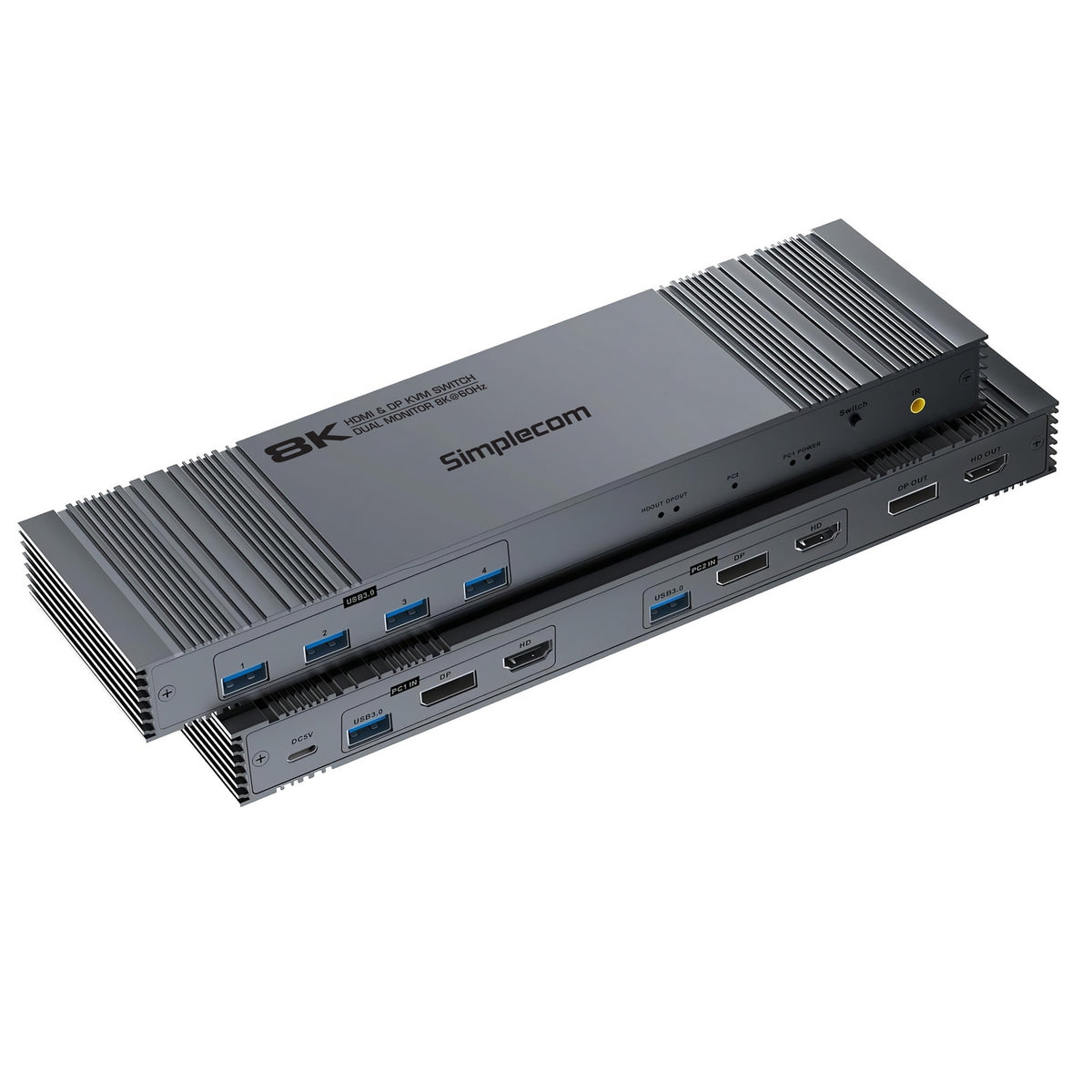 KM490 HDMI & DisplayPort Dual Monitor KVM Switch | 2 Computers | 4-Port USB 3.0 Hub | 5Gbps | 8K@60Hz
