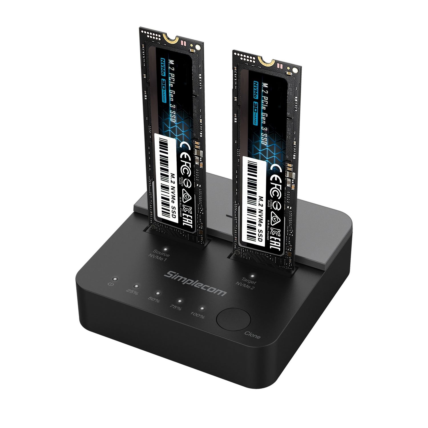 Simplecom SD550v2 USB 3.2 Gen2x2 to Dual Bay NVMe M.2 SSD Docking Station | Duplicator | Offline Clone