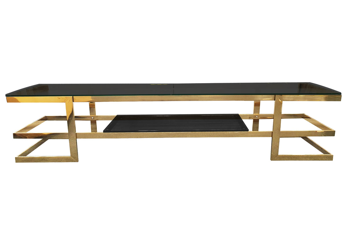 Alexa Gold TV Unit | Black Glass