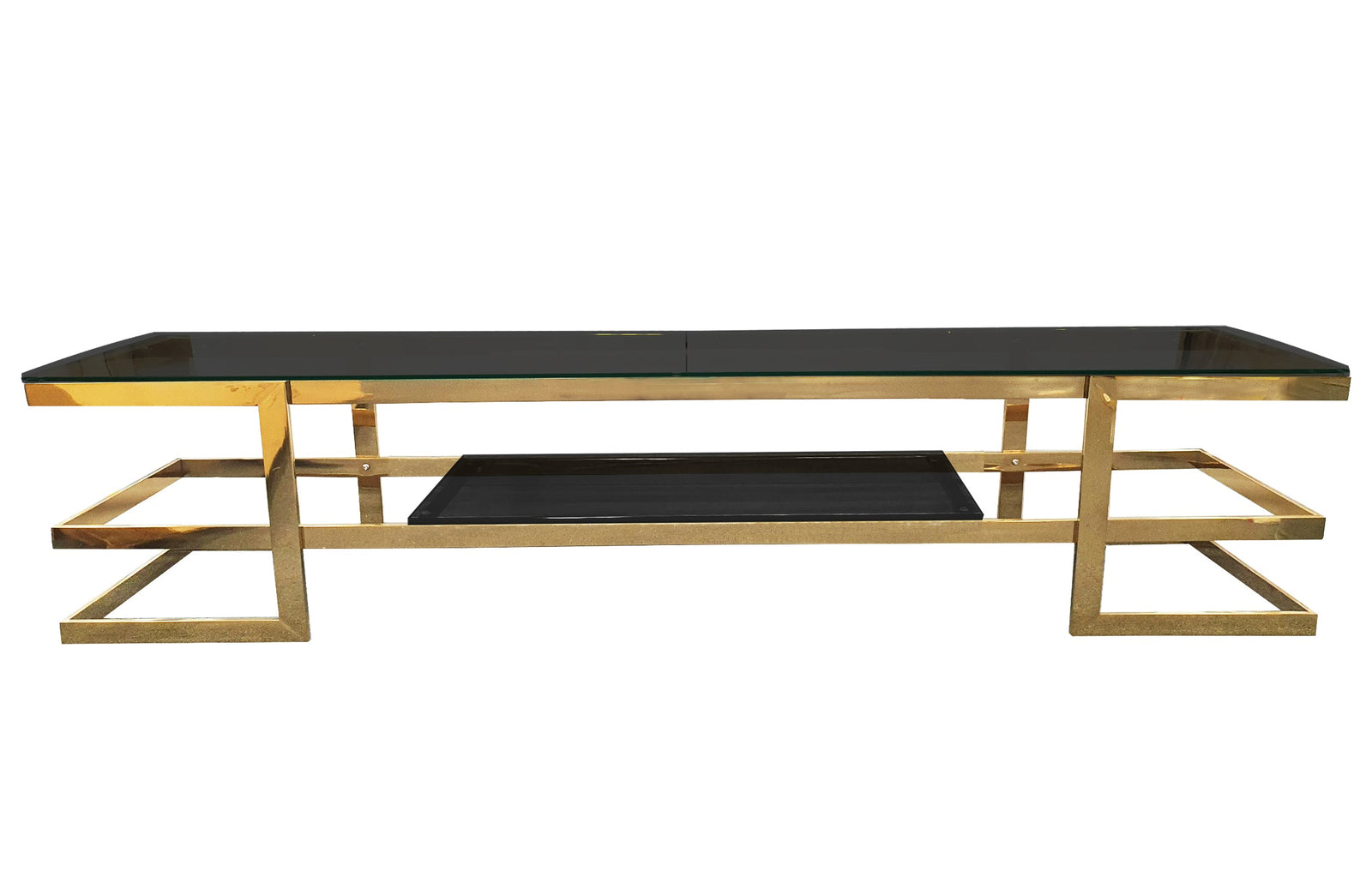 Alexa Gold TV Unit | Black Glass
