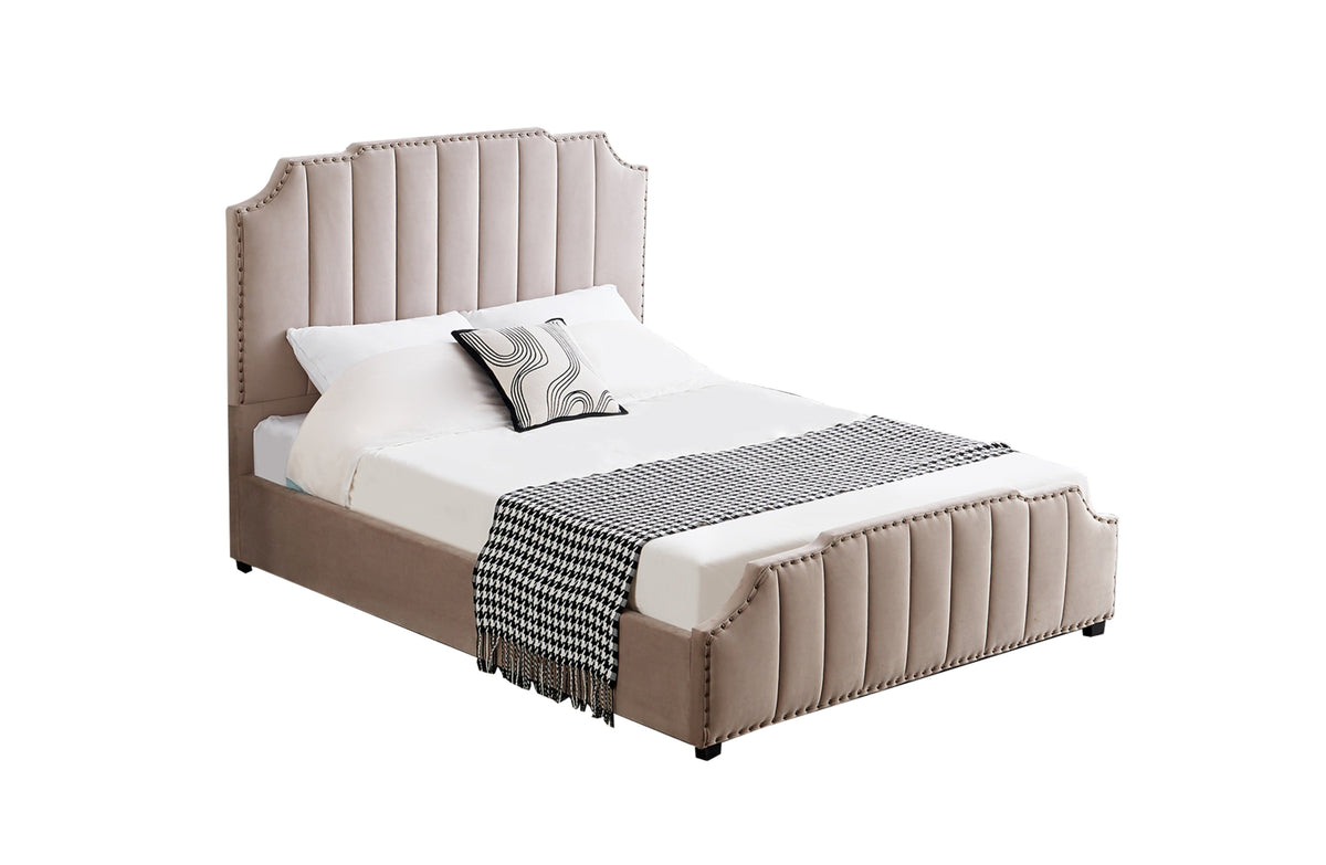 Santosa Champagne Velvet Bed | King Size