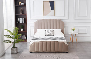 Santosa Champagne Velvet Bed | King Size