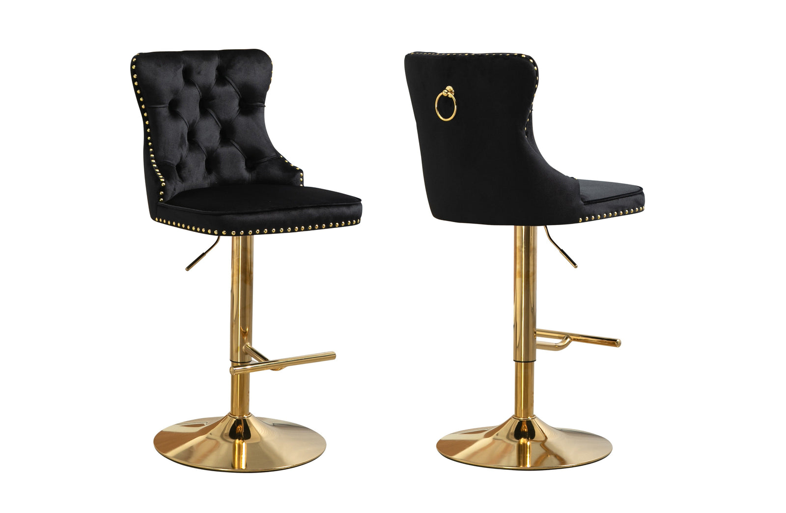 Sahara Black Barstool with Gold Stand | Set of 2