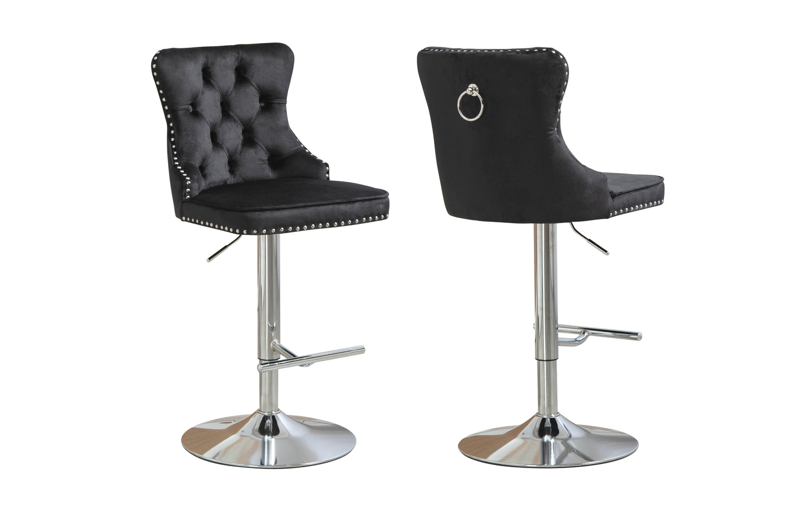 Sahara Black Barstool with Silver Stand | Set of 2