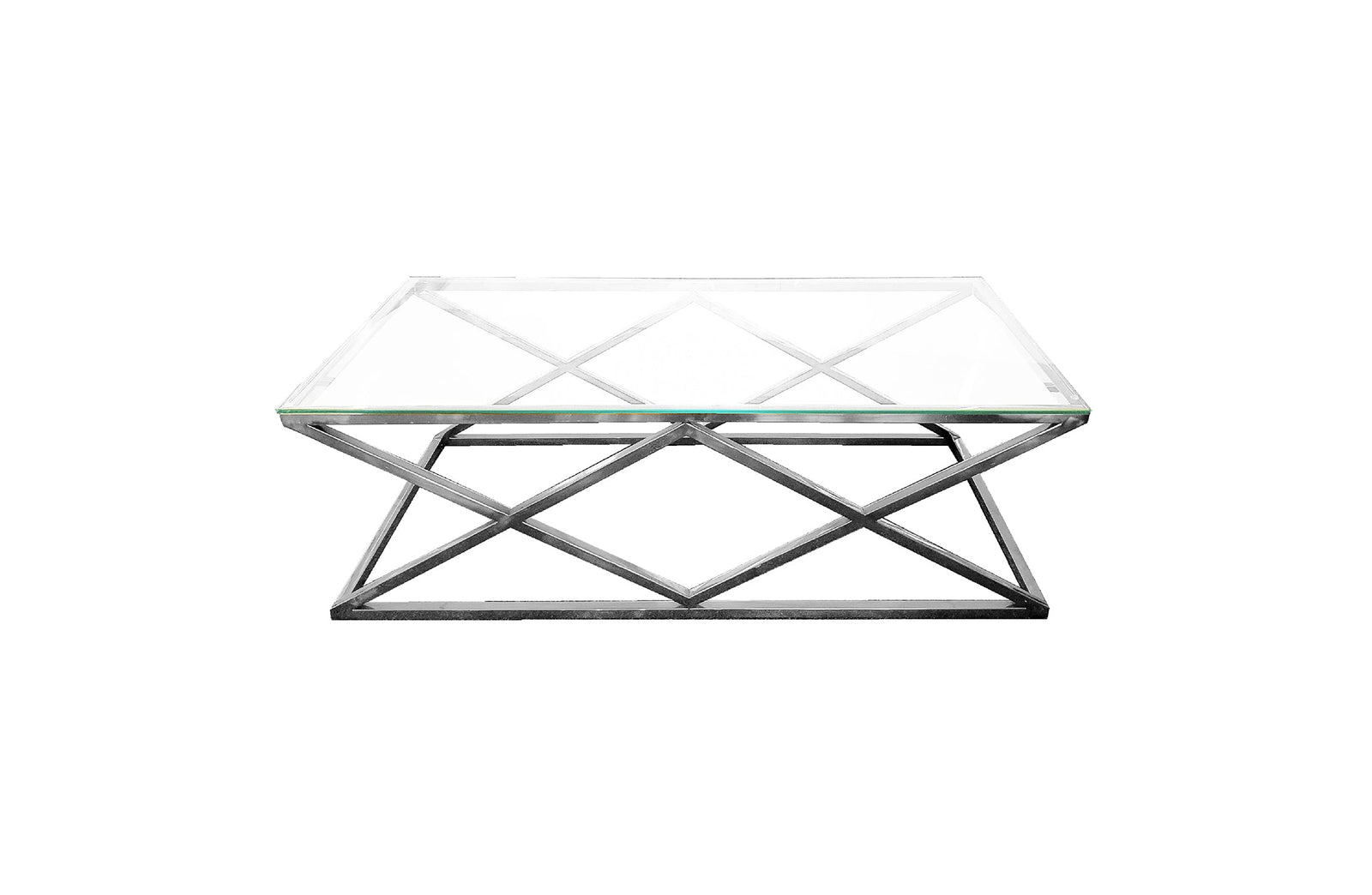 Alsea Coffee Table | Silver Base | Clear Glass | Contemporary Style