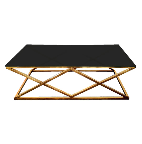 Alsea Coffee Table | Gold Base | Black Glass | Elegant Design