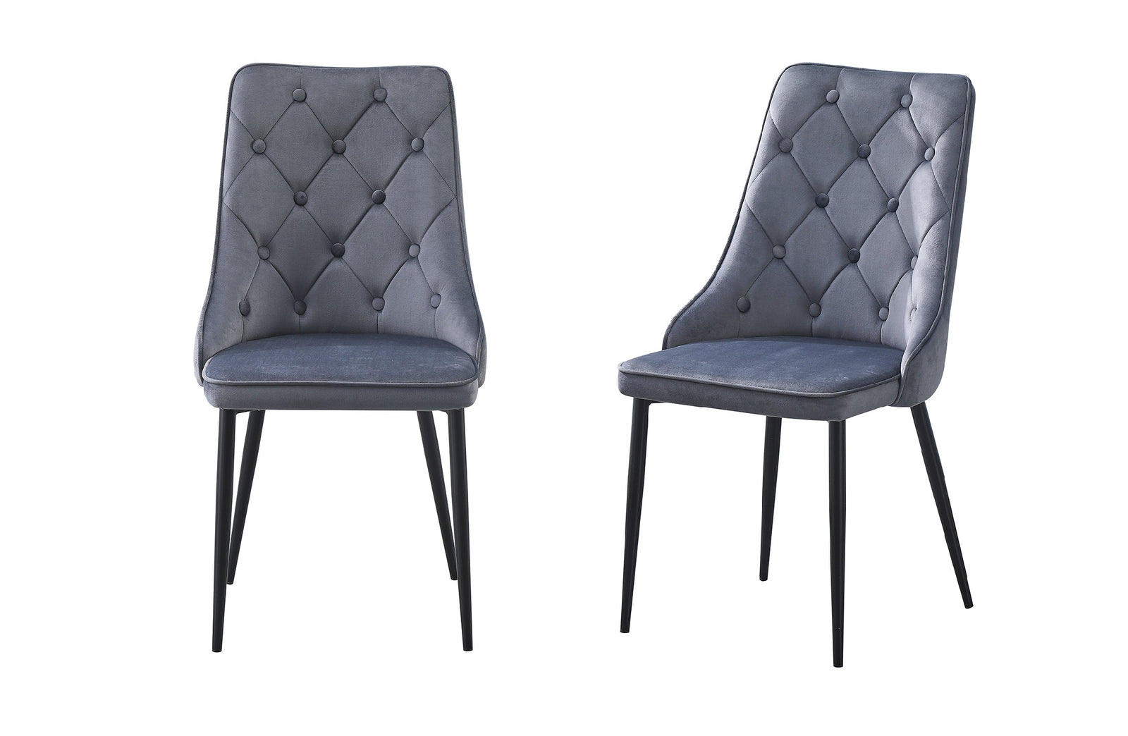 Button Tufted Grey Dining Chairs | Set of 4