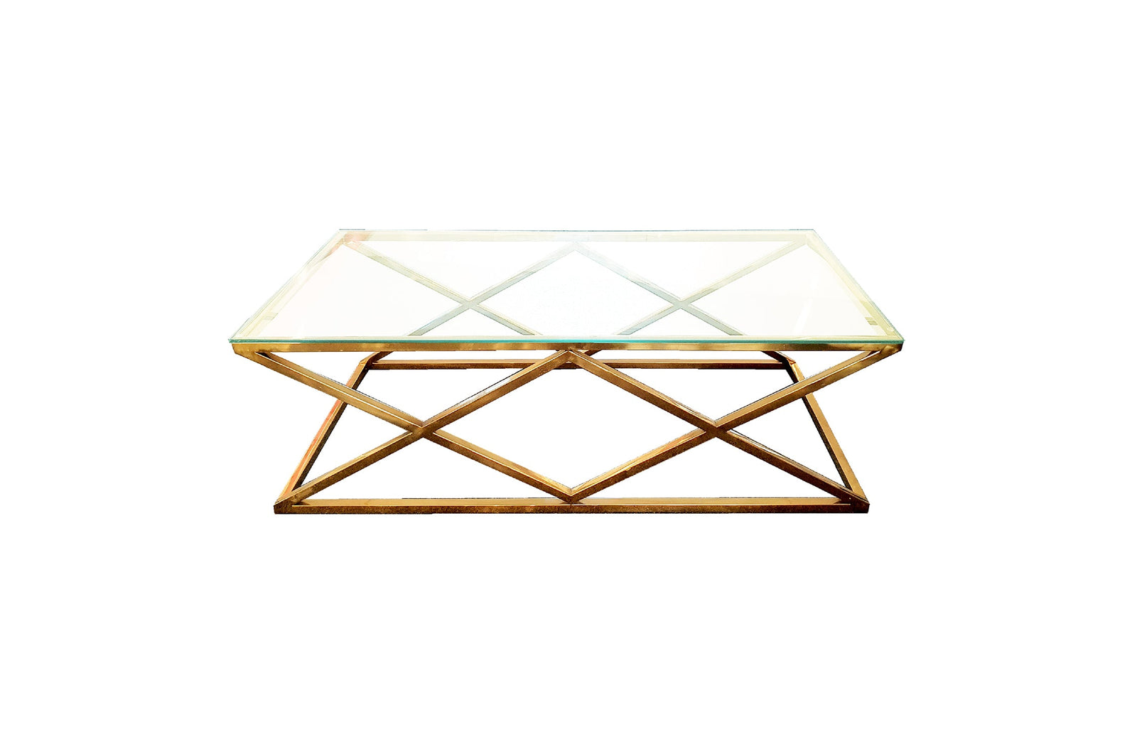Alsea Coffee Table | Gold Base | Clear Glass