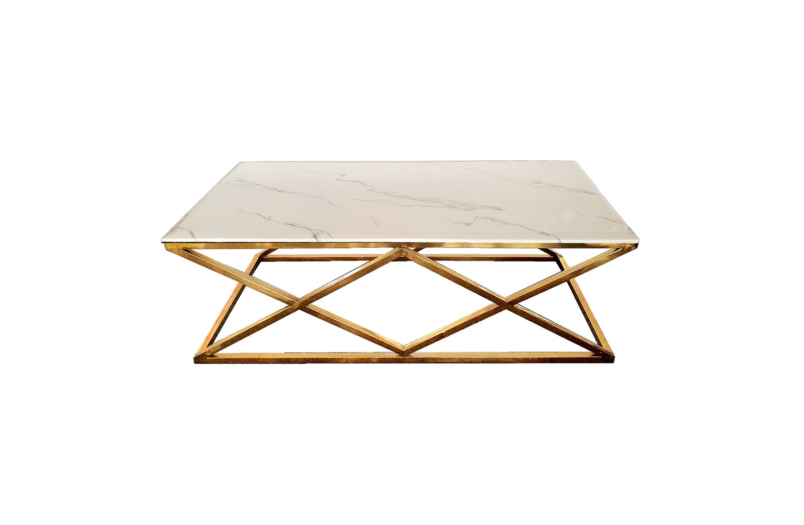 Alsea Coffee Table | Gold Base | White Marble