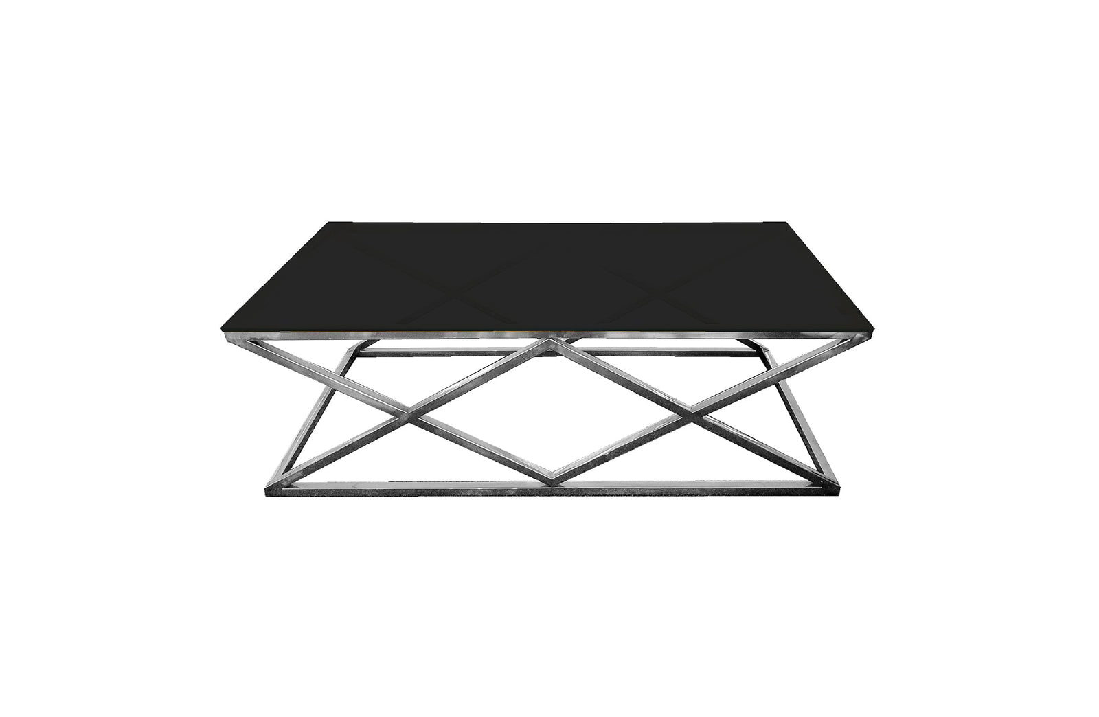 Alsea Coffee Table | Silver Base | Black Glass